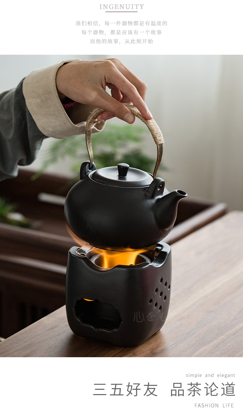 Japanese cooking black pottery small stove teapot charcoal'm heating base olive charcoal stove zen kung fu tea tea accessories