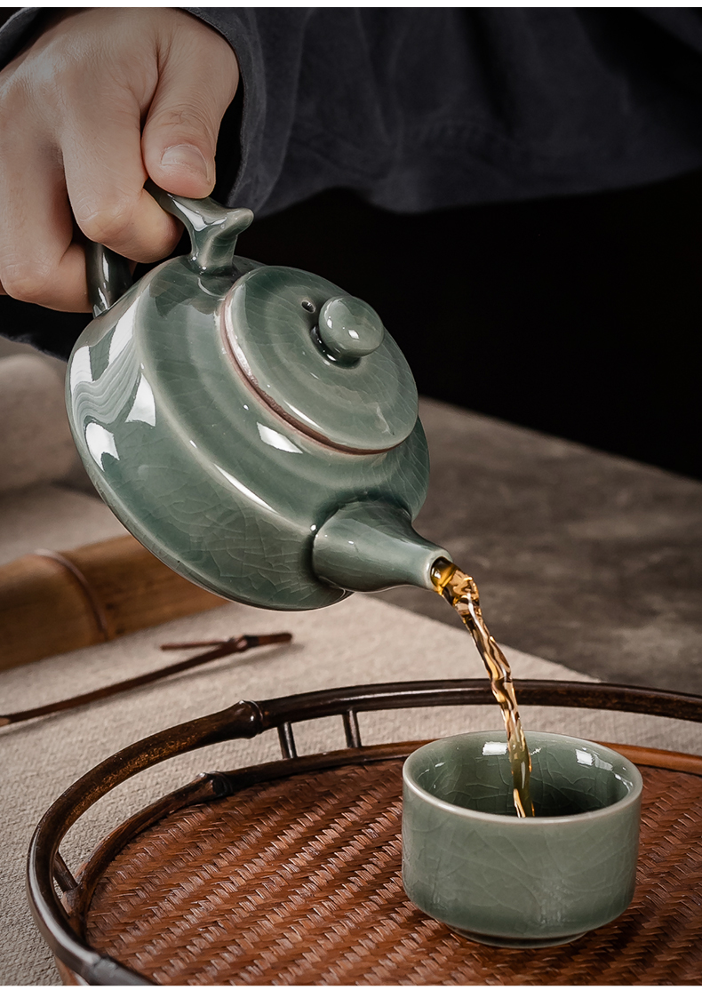 Japanese tea set the home office to receive a visitor teapot emerald green 秞 ceramic tea cup fresh small tureen