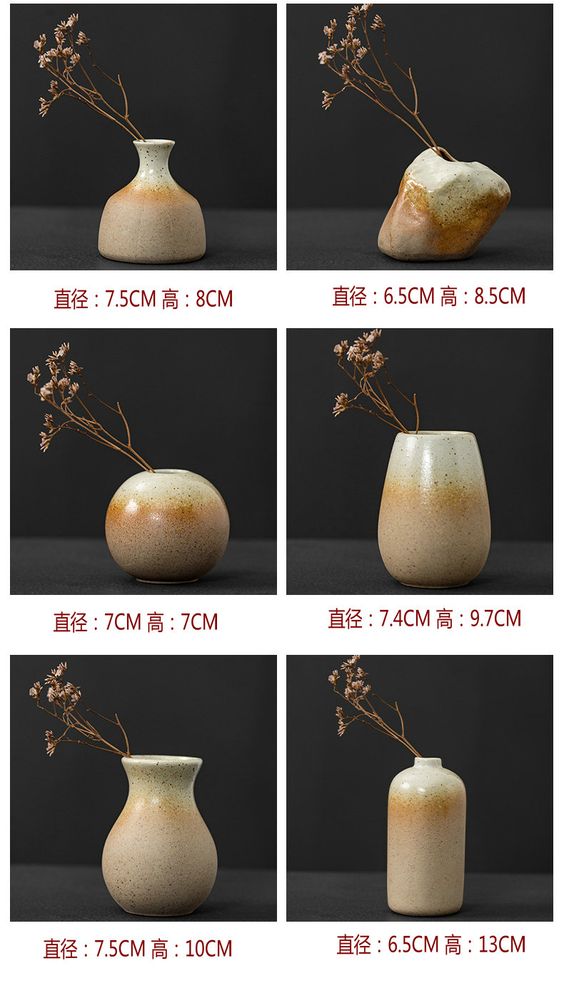 Kate zen flower implement manual coarse pottery vases, Japanese ceramics hydroponic flower tea flower handicraft furnishing articles