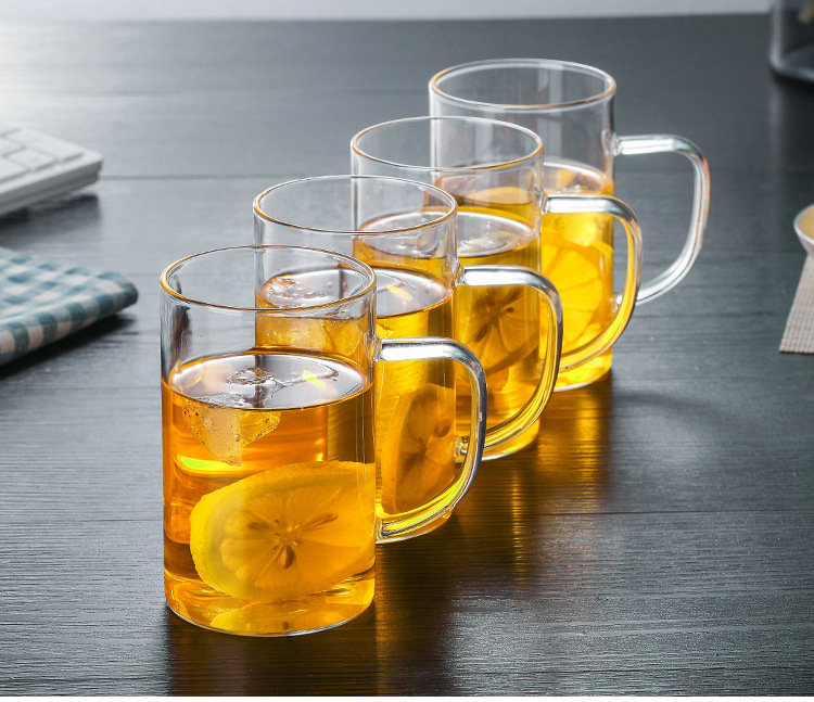 The microwave high heat - resistant borosilicate glass milk cup home "bringing glass office green tea cup flower tea cups