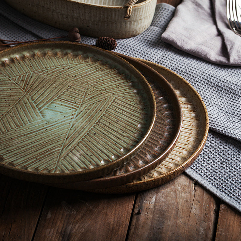 Japanese tableware ceramic plate contracted platter steak plate creative western food dish dish with fish dish dish