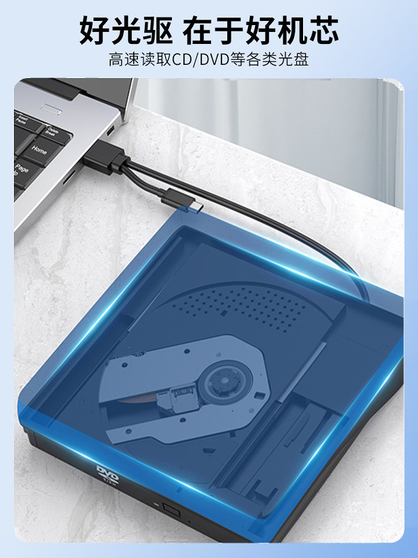 Daerwen Cd/Dvd Burner External Drive for Laptop, Usb3.0/Type-C, Cd Reader