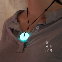 Ping buckle pendant Luminous Stone luminous necklace student couple wild pendant male female sweater chain adjustable