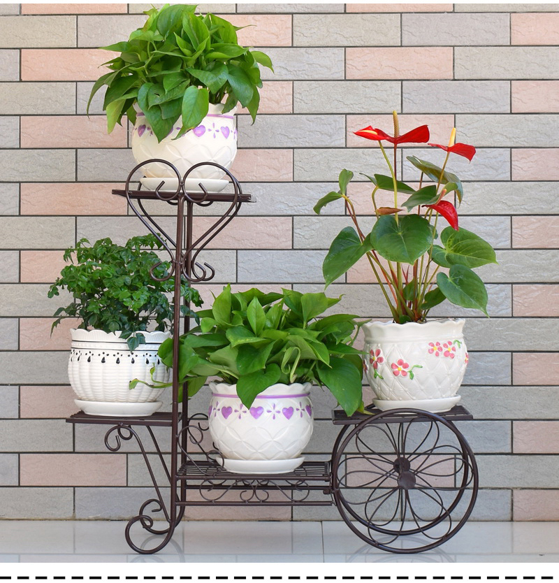 Kệ hoa nhiều tầng trong nhà đặc biệt cung cấp kệ ban công bằng sắt rèn phòng khách không gian không gian chậu hoa đứng sàn củ cải xanh - Kệ ke treo tuong