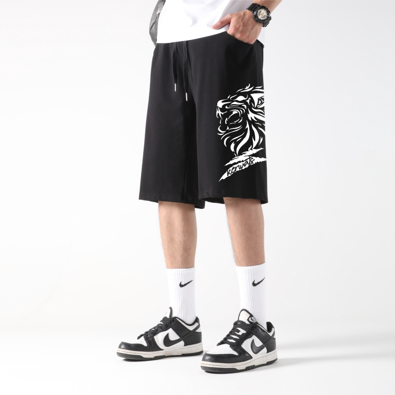 Kerwats Brand Tiger Head Print Large Size Five-Point Shorts Men's Lycra Cotton Straight Mid-Length Pants Summer