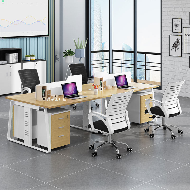 Fashion staff desk is simple 2 4 6 people screen work place modern staff desk and chair steel wood office furniture