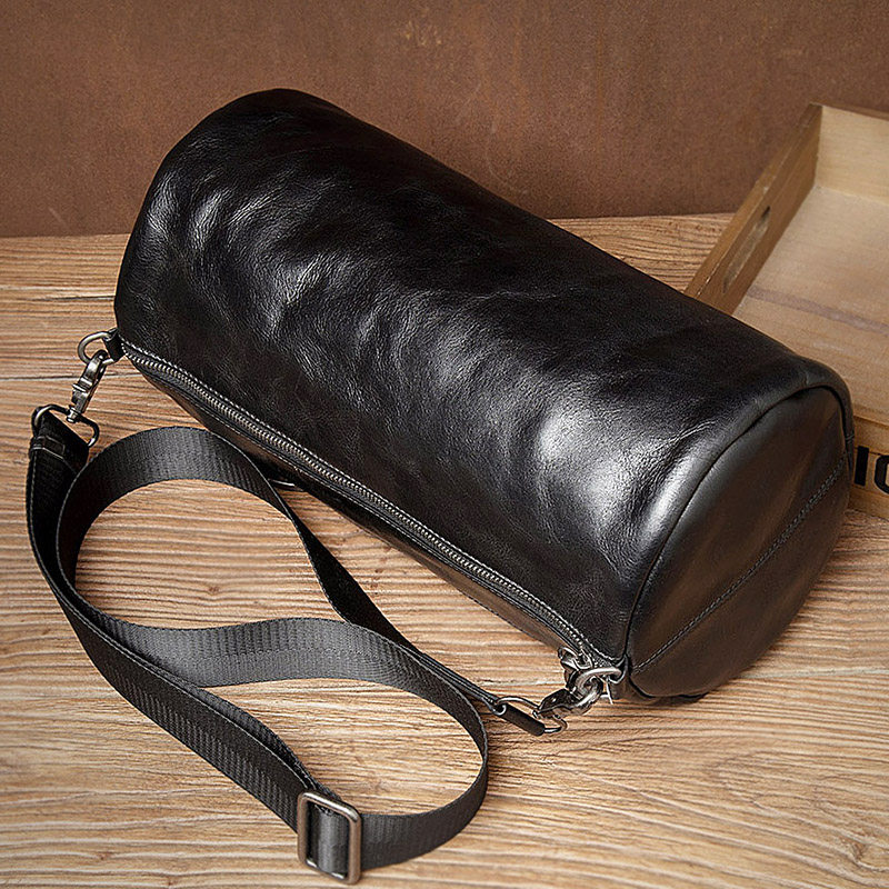 Maiwei street trend first layer cowhide shoulder bag bucket bag business casual men's bag leather Messenger bag sports bag