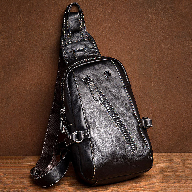 Maiwei street trend leather chest bag outdoor shoulder bag casual top layer cowhide chest bag men's all-match diagonal bag