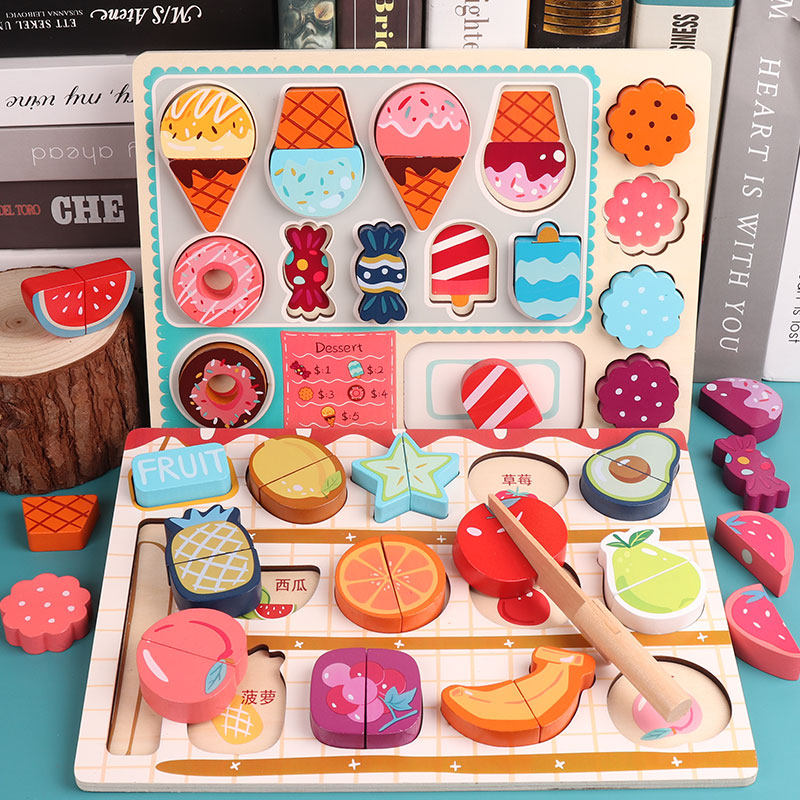 Children's Playhouse Toys Magnetic Fruit Cake Early Education Cognition Cheek Le Wooden Simulation Boys Girls Baby