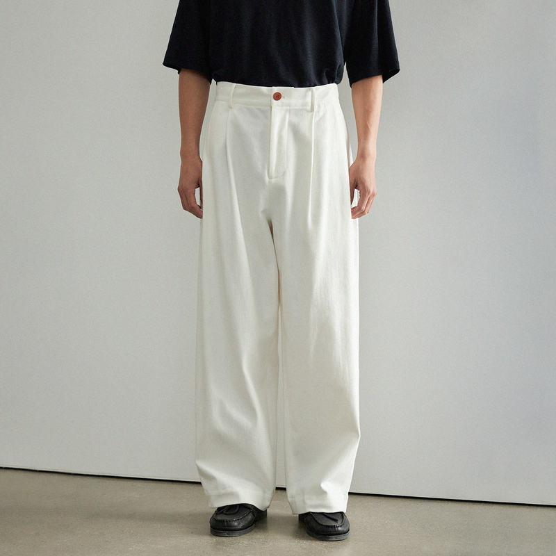 Npopo Japanese Imported 26 Summer Denim Simple Pure Cotton Casual Pants Neat Versatile Wide-Leg White Jeans
