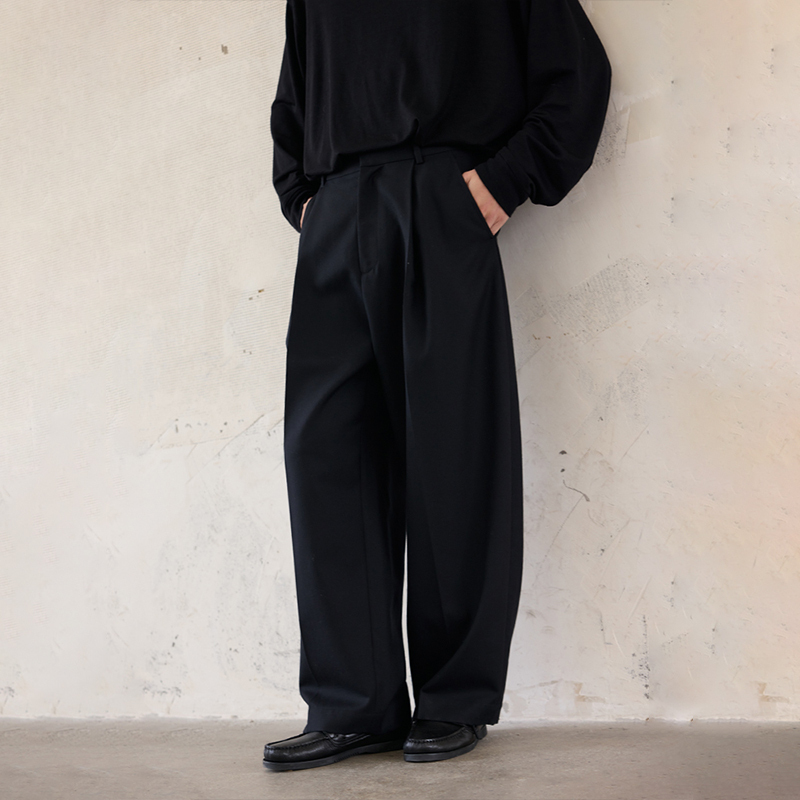 Npopo Japanese High-End Imported Light Luxury 100% Wool Summer Drapey Lightweight Minimalist Silhouette High-Quality Men's Dress Pants