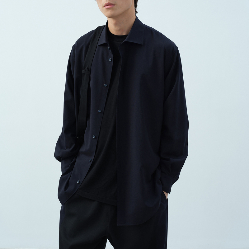 Npopo Japanese Imported Super 100% Wool Shirt 26 Autumn Drapey Casual Long-Sleeve Lapel Cardigan Npopo Japanese Imported Super 100% Wool Shirt 26 Autumn Drapey Casual Long-Sleeve Lapel Cardigan