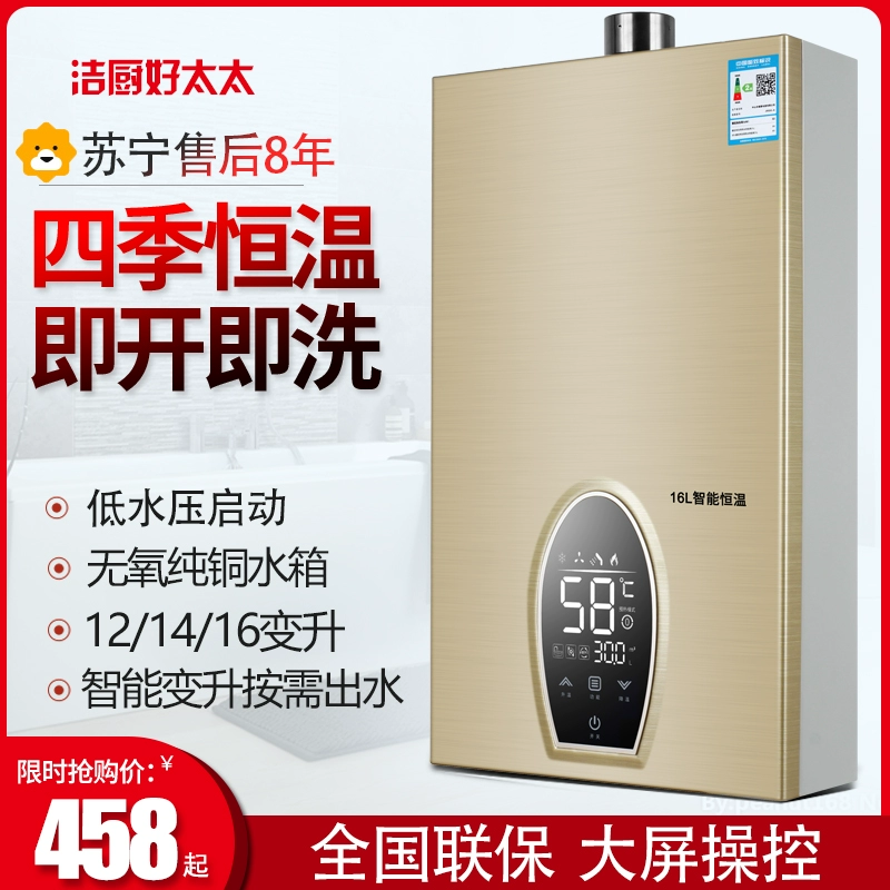 Tốt vợ gas máy nước nóng điện tự nhiên khí đốt mạnh loại khí thải nhiệt độ không đổi nhiệt độ khí hóa lỏng máy nước nóng 12 lít - Máy đun nước