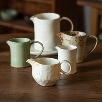 Suhuo boutique hand-kneaded sharing pot retro rough pottery handmade coffee latte art milk pot tea dispenser fair cup cold kettle