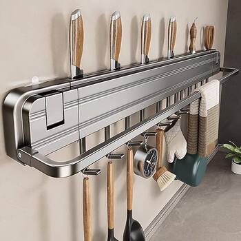 Invisible suction cup kitchen hook tool holder spatula supplies storage rack without hole drilling integrated multi-function storage rack