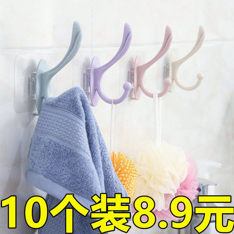 Punch-free coat hook wall-mounted thickened door rear hook bathroom towel rack hanger coat hook coat rack