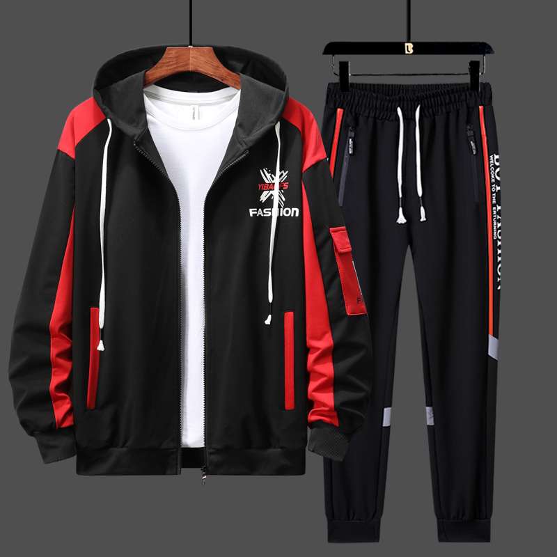 Youth Spring and Autumn Sweatshirt Set for Boys, Cardigan Jacket for Older Children, Junior High and High School Students' Sportswear Two-Piece Set Youth Spring and Autumn Sweatshirt Set for Boys, Cardigan Jacket for Older Children, Junior High and High School Students' Sportswear Two-Piece Set