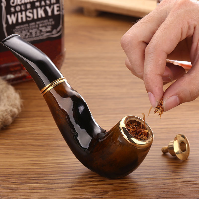 Hailiu men's dual-purpose tobacco pipe activated carbon filter yak cigarette holder solid wood tobacco rod dry tobacco bag gift high-end full set