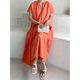 Korean chic summer new light luxury fashion niche design sense V-neck loose pleated cake skirt dress female