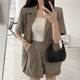 Simple style two button short-sleeved suit jacket + suit shorts retro Hong Kong style casual fried street suit female summer