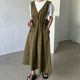 Korean chic summer new style thin and age-reducing retro loose drawstring dress with waist waist vest skirt for women