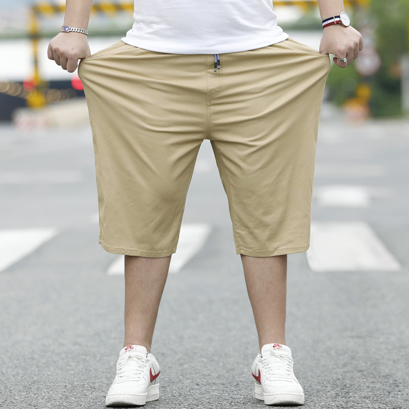 Summer Thin Extra-Large Size Elastic Waist Casual Shorts for Men, Plus Size, Stretchy, Loose, Three-Quarter Length, for Big and Tall Men, Sports Mid-Length Pants Summer Thin Extra-Large Size Elastic Waist Casual Shorts for Men, Plus Size, Stretchy, Loose, Three-Quarter Length, for Big and Tall Men, Sports Mid-Length Pants
