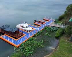 ເວທີການຫາປາທີ່ເລື່ອນໄດ້ dock floating platform yacht motorboat dock water plastic pontoon pontoon box ຜູ້ຜະລິດ pontoon