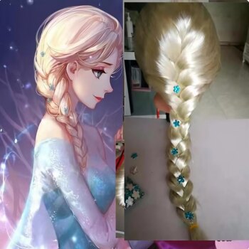 Frozen Elsa Anna Princess Wig Braid Hair Accessories Children Adult Anime Wig Set Frozen