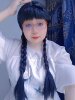 Wednesday Addams Wig with Braids, Double Braids, Wednesday Black Bangs Cosplay Performance Wig