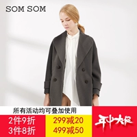 Somsom Soma 2018 mùa thu phiên bản Hàn Quốc của áo len dài tay màu trơn, áo khoác len nữ - Áo Hàn Quốc áo khoác dài nữ hàn quốc