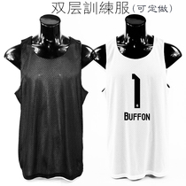  Black and white double-layer basketball vest training suit team anti-vest printing custom number mens and womens jersey mesh fabric