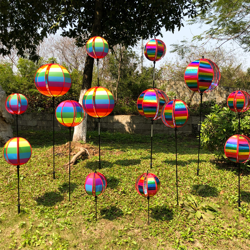 Sequins Rainbow wind turn silk ball Round ball body Windmill Real estate Park Attractions Kindergarten Outdoor decoration Children's toys