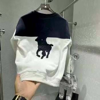 2025 new embroidered men's sweatshirts, round neck trendy patchwork tops, casual and versatile bottoming, light luxury long-sleeved clothes