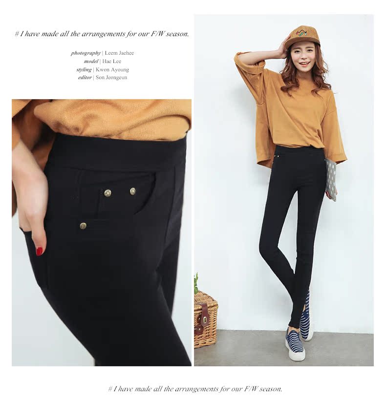 Phụ nữ Tang mặc quần legging nữ chân đinh tán quần bó sát quần dài giản dị là quần lọt khe eo cao thoi trang cong so
