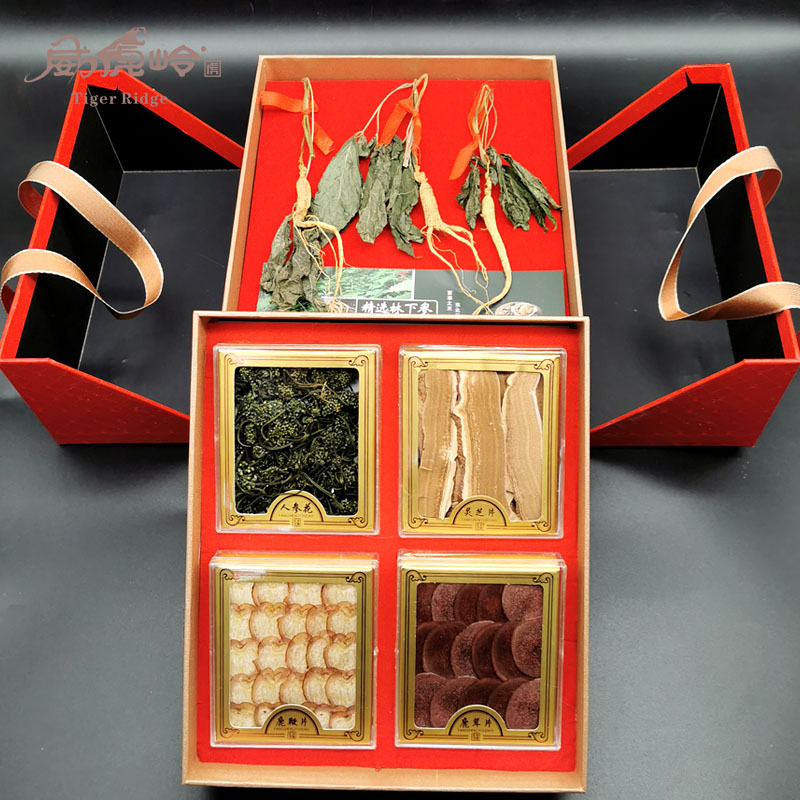 Weihuling Five Treasures Gift Box Changbai Mountain Ginseng Jilin Sika Deer Township Deer Antler Pieces Deer Whip Pieces Ganoderma Lucidum Pieces