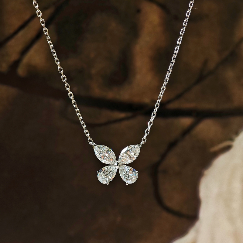 Butterfly Necklace, Lab-Grown Diamond, 18K White Gold, Clear and Dynamic, Dede Jewelry, Diamond Necklace, Light Luxury