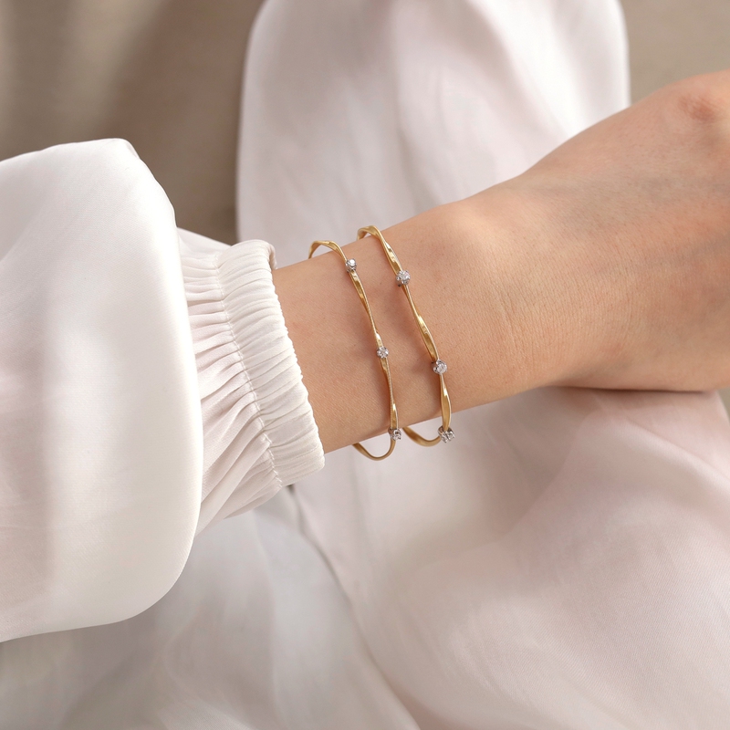 Twisted Thin Bracelet Twist 18K Gold Gold String Craftsmanship Natural Diamond Slim Bracelet Bangle