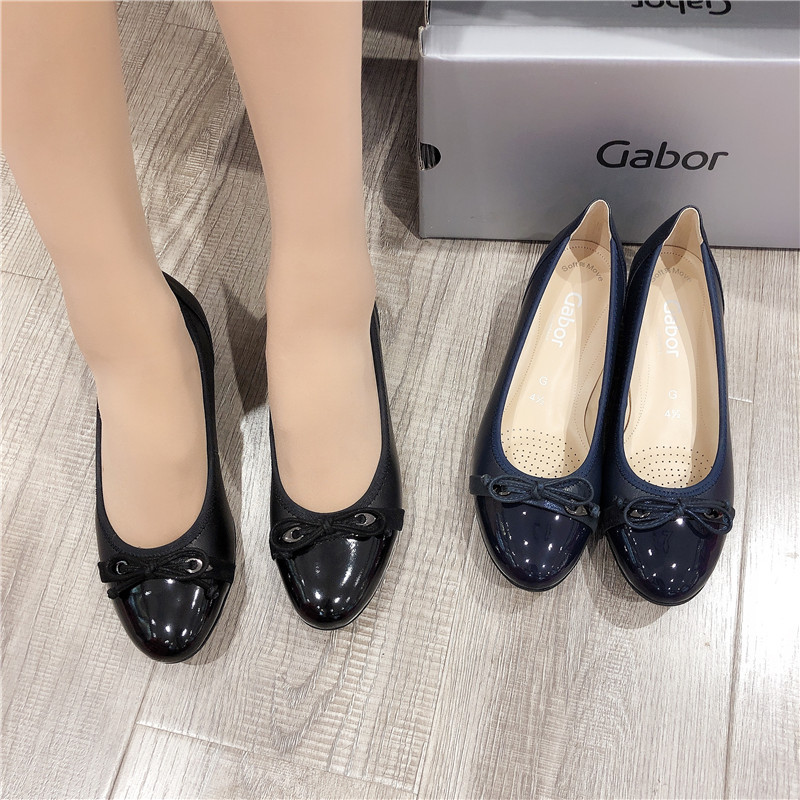 2026 Spring/Summer German Shunjia Bao Genuine Bow-Knot g Version Round-Toe Comfortable Mid-Low Heel Women's Shoes 22.205