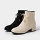 Sweet bow back zipper thick medium heel boots low heel short boots large size 434445464748 size shoes