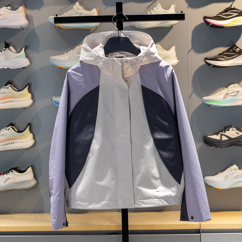 Li-Ning Water-Repellent Anti-Static Sports Windbreaker Women's 2026 Spring New Color-Blocked Hooded Jacket Afdw114