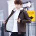 Áo khoác nam mùa thu và mùa đông cộng với áo khoác nhung dày Nam giới Teen Hàn Quốc Casual Slim Sinh viên Áo khoác ấm bộ vest nam Áo khoác