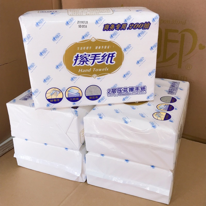 Xinxiangyin Hand Towels for Bathroom, Hotel, Kitchen, Oil-Absorbing and Water-Absorbing Paper, Pull-Out Type, Double-Layer, Wall-Mounted, Tri-Fold, 200 Sheets