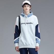 guuka tide brand contrast color stitching sweater mens hooded autumn youth hip-hop pure cotton printing sports sweater loose
