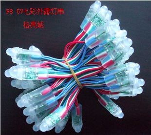 LED seven color exposed lamp string F8 5V outdoor advertising lamp string RGB luminous character lamp string billboard