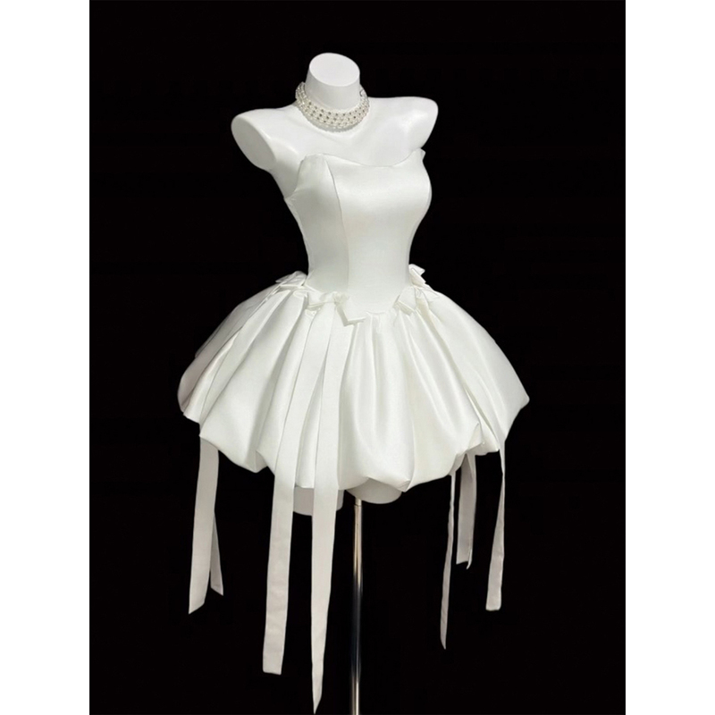 White Strapless Birthday Dress 2026 New Style Elegant Socialite Fluffy Princess Gown for Coming-Of-Age Ceremony and Marriage Registration Summer White Strapless Birthday Dress 2026 New Style Elegant Socialite Fluffy Princess Gown for Coming-Of-Age Ceremony and Marriage Registration Summer