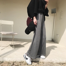 Pregnant womens pants Autumn and winter wide leg pants Spring and autumn pregnant womens autumn fashion loose casual nine-point pants wear outside the belly pants pants