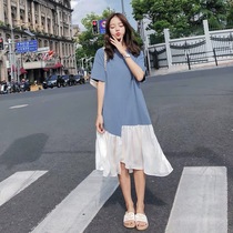 Pregnant women Summer 2019 new Korean breast-feeding long pregnant women dress short sleeve loose fairy long skirt