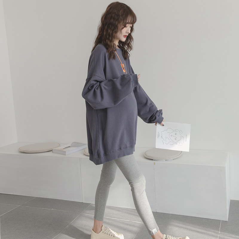 Maternity Sweater Autumn Medium Length Coat Trendy Hot Mom Loose Top Fashion Suit Casual Spring and Autumn Maternity Dress