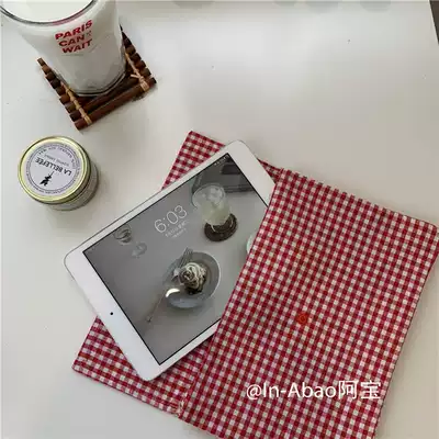 Bao-homemade Korean ins style red plaid file bag iPad tablet storage bag storage bag simple