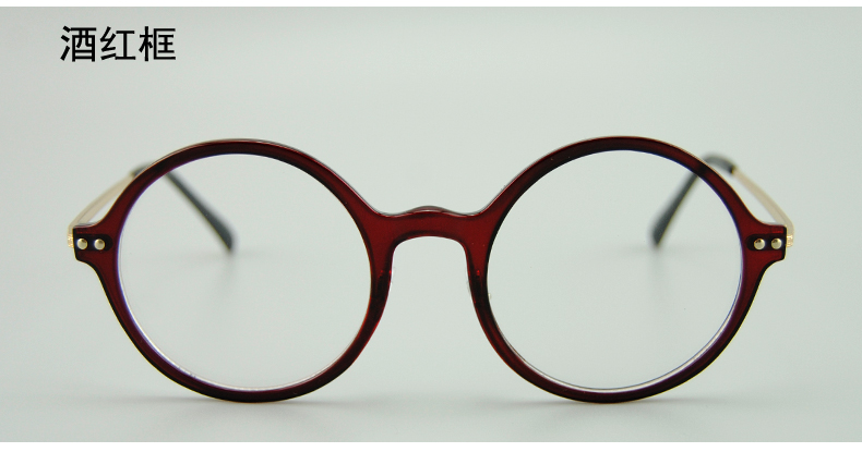 Kính retro xu hướng khung tròn ống kính không độ có thể được trang bị kính nam và nữ phẳng gương lớn khung kính tròn kính thời trang nữ